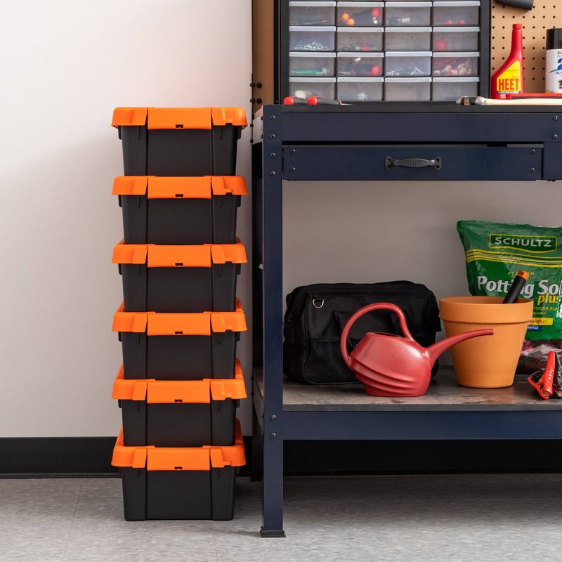 IRIS 6pk 12qt Tote Black with Orange Lid