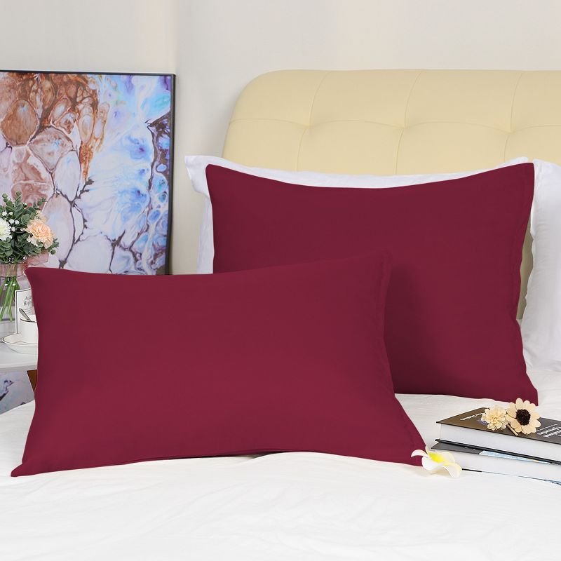 2 Pcs 601-800 Thread Count 1800 Series Soft Brushed Microfiber Pillow Case Wine - PiccoCasa
