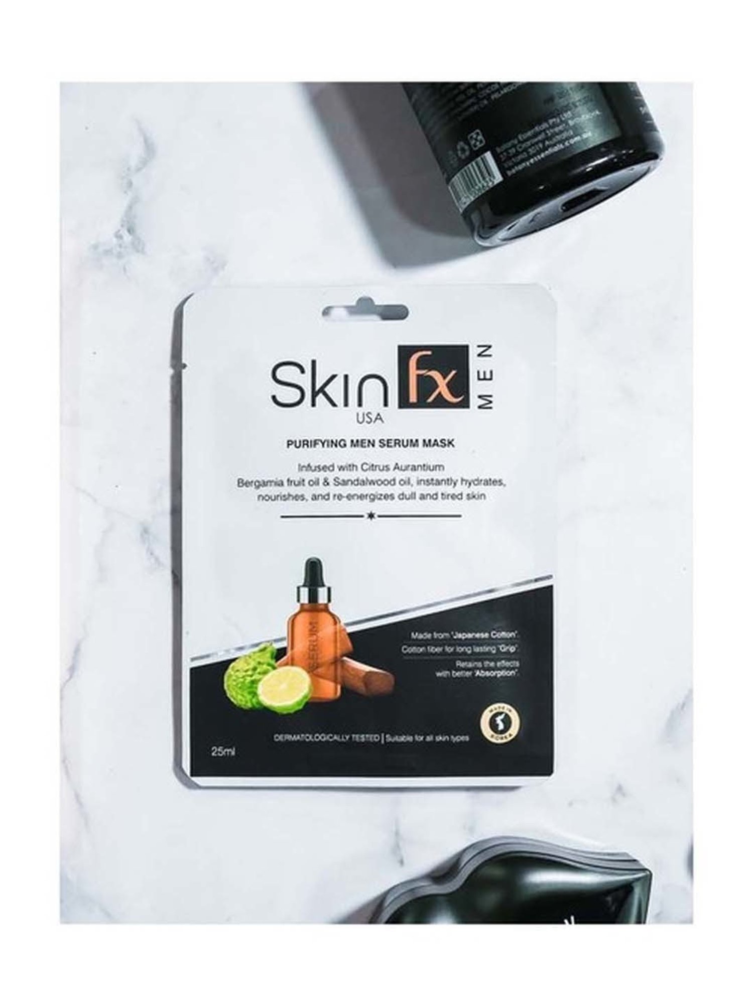 Skin Fx Lightening & Detan, Purifying Men Facial Serum Mask - Pack of 2