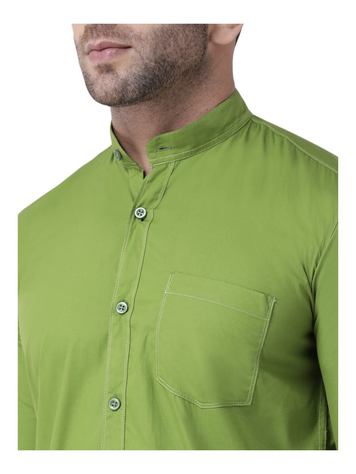 Hang Up Green Cotton Slim Fit Shirt