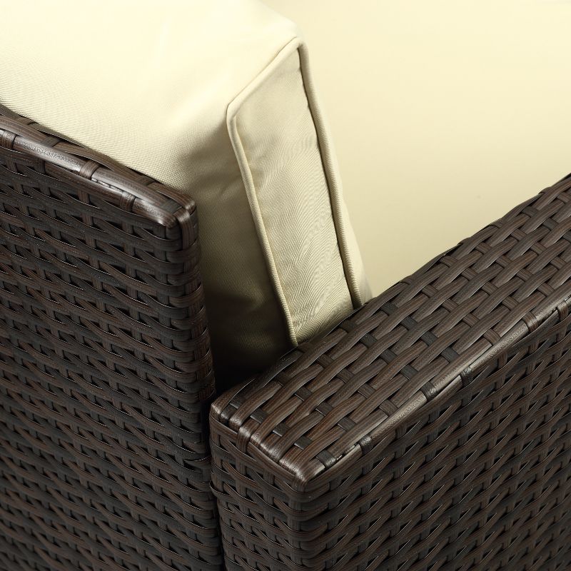 Rio 5pc All - Weather Wicker Conversation Set with Storage - Dark Brown with Beige Cushions - Thy Hom