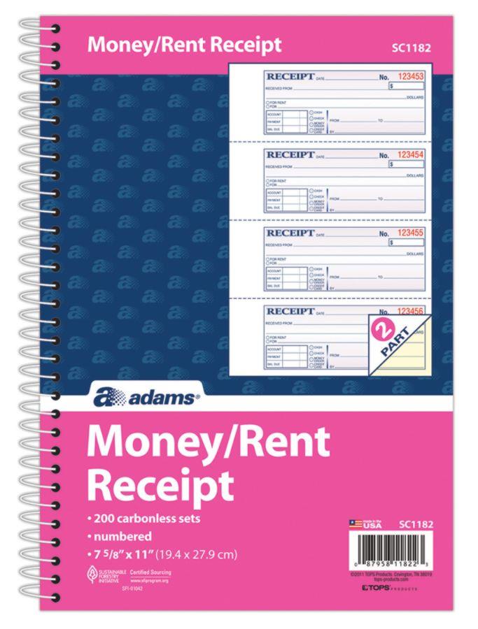 Adams Wire Bound Money/Rent Receipt Books