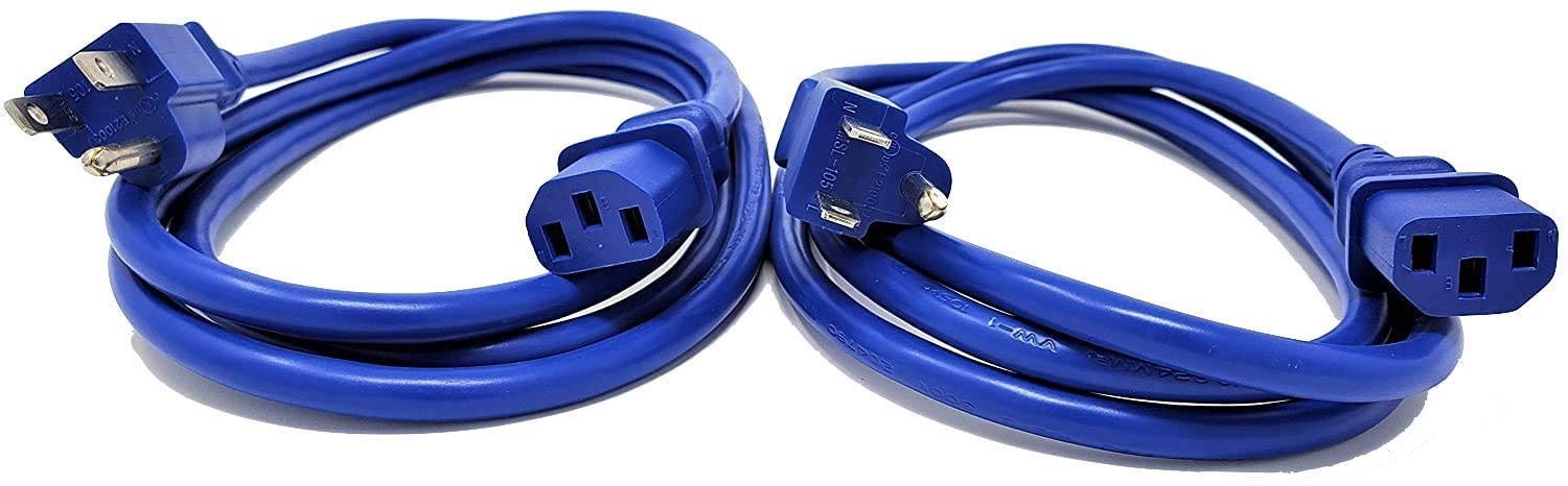 MICRO CONNECTORS, Inc. 6 Feet Ul Approved 18 AWG 10 Amp Power Cord (NEMA 5-15P/ C13) - Blue 2 Pack (M05-113ULBL-2P)