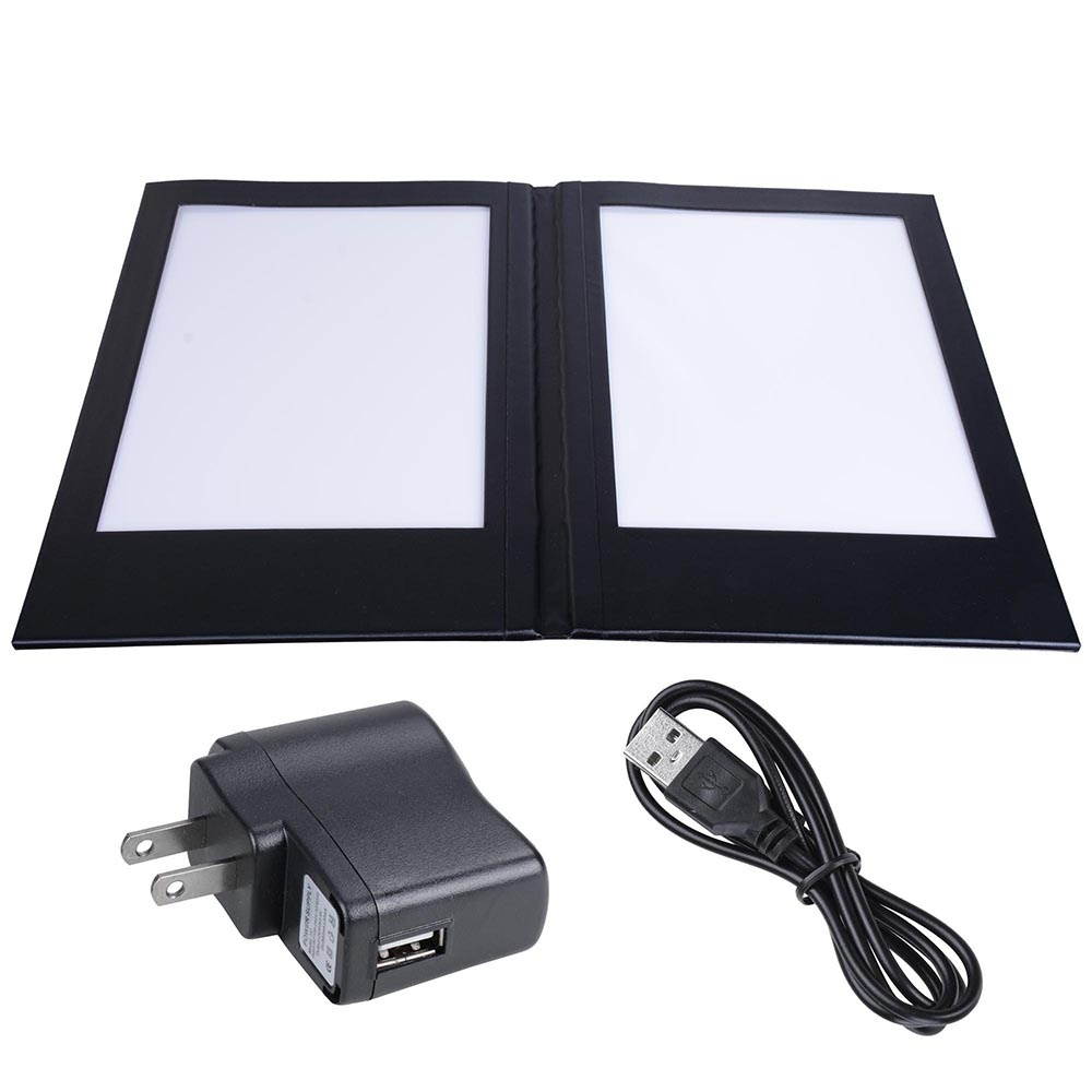8.5"x14" 2-panel LED Backlit Illuminated Black Leatherette Menu Holder/check Displayer