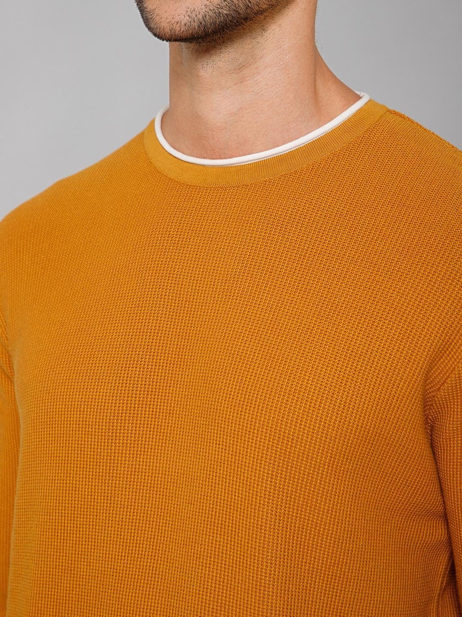 Cantabil Mustard Regular Fit Sweater