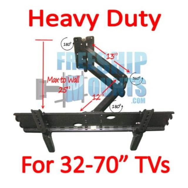 Impact Mounts HEAVY DUTY LONG ARM FULL MOTION MOUNT FOR TV SCREEN SIZES 32-80"