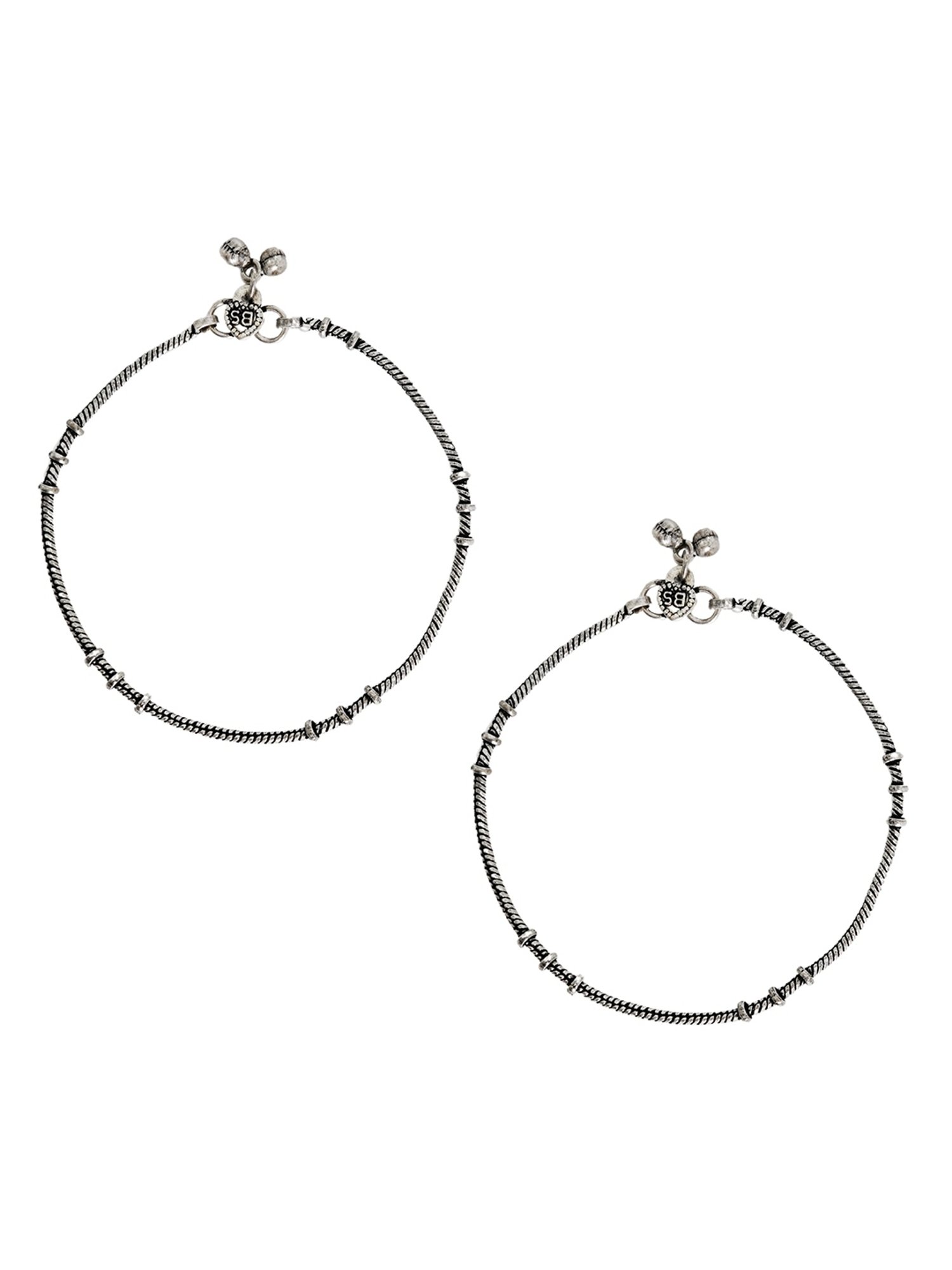 Teejh Ethnic Viranshu Silver Oxidized Anklets for Women