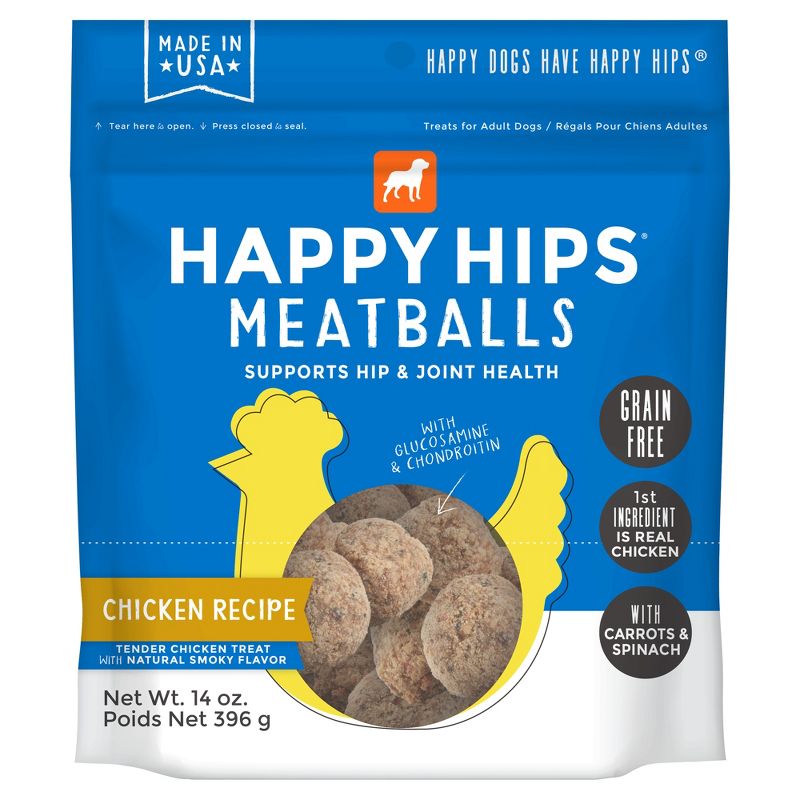 Happy Hips Meatballs Grain-Free Chicken Dog Treats - 14oz
