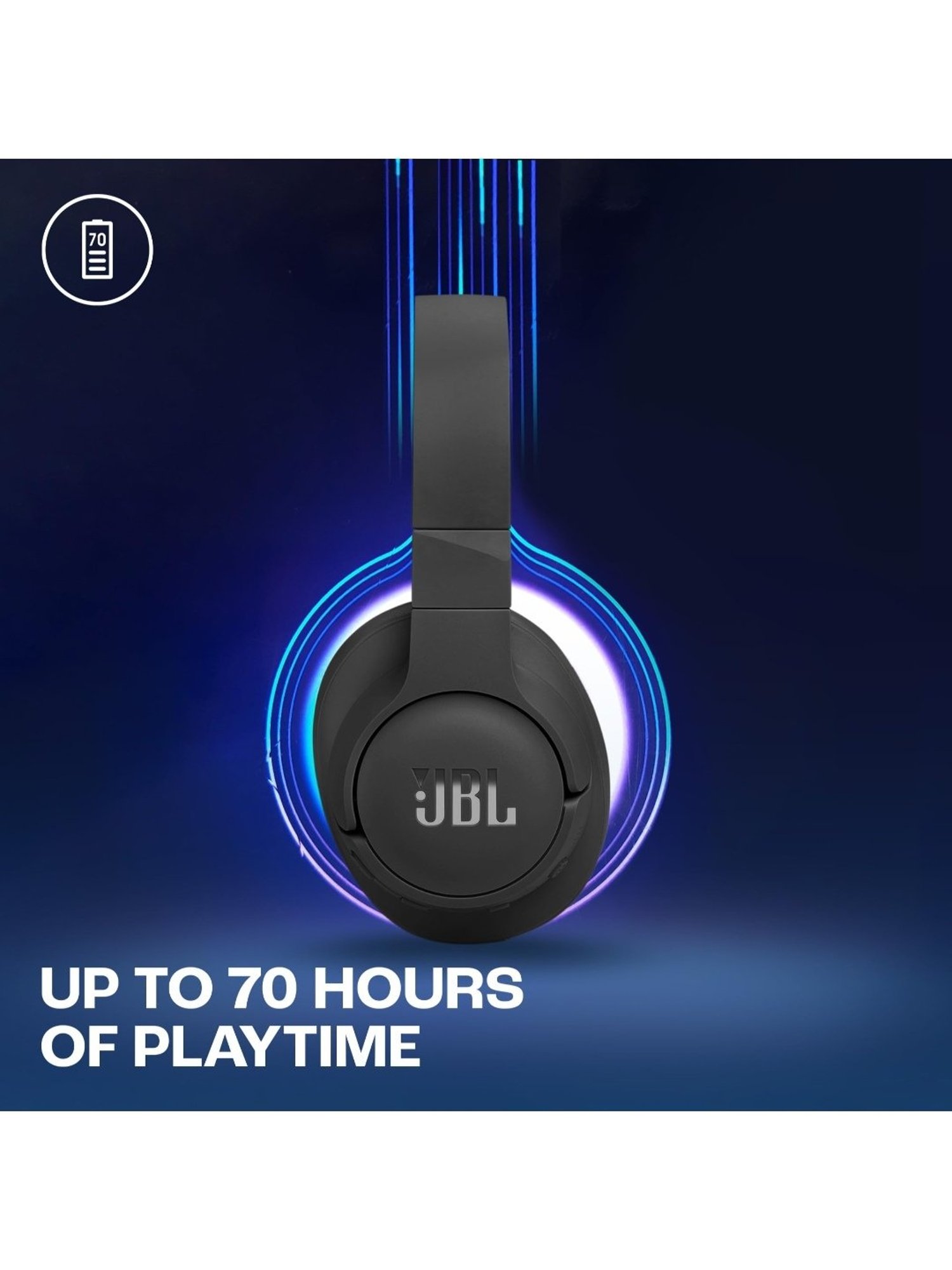 JBL Tune 770NC Wireless Over Ear ANC Headphones with Upto 70 Hrs Playtime, Google Fast Pair (White)