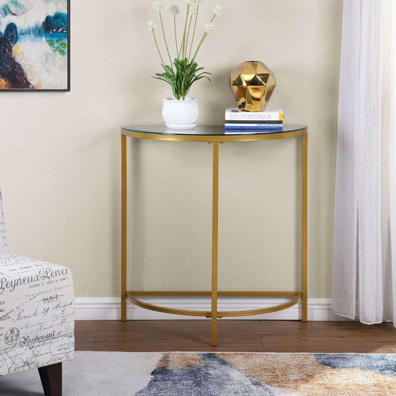 Oaklynn Half Round Console Gold - Carolina Chair & Table