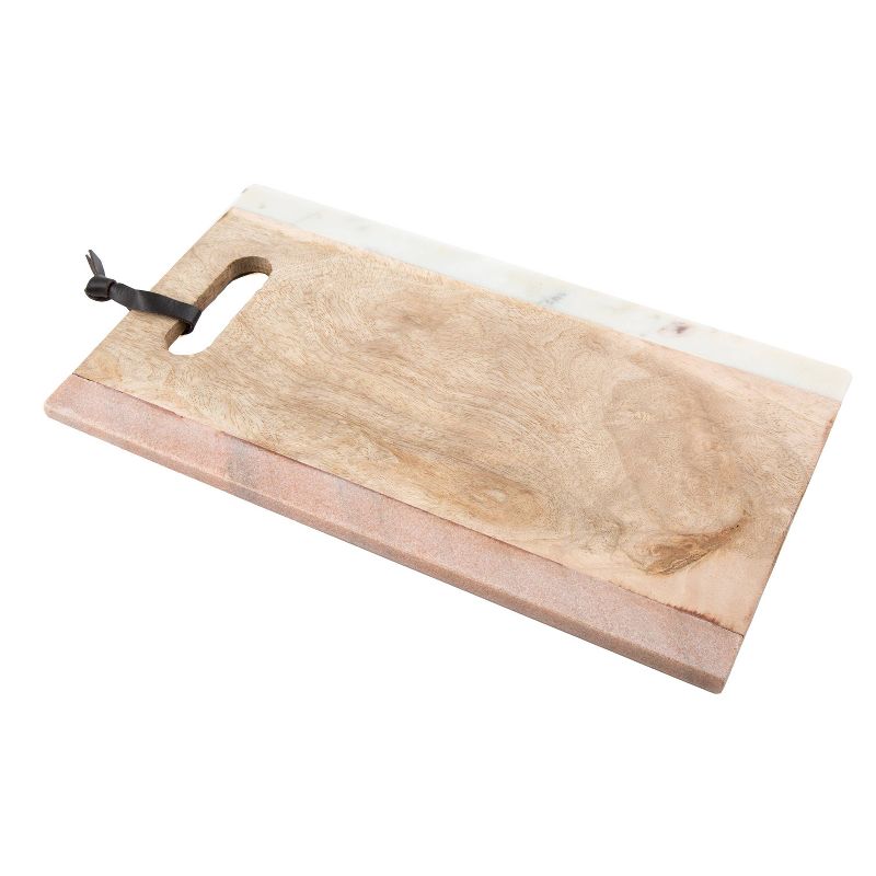 14.5" x 8" Marble and Mango Wood Serving Tray with Handle - Thirstystone