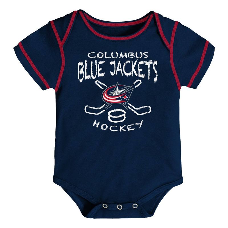 NHL Columbus Blue Jackets Baby Boys' Game Winner Bodysuit Set 3pk - 12M