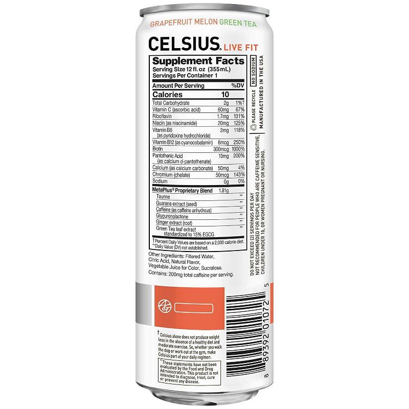 Celsius Grapefruit Melon Energy Drink - 12 fl oz Can
