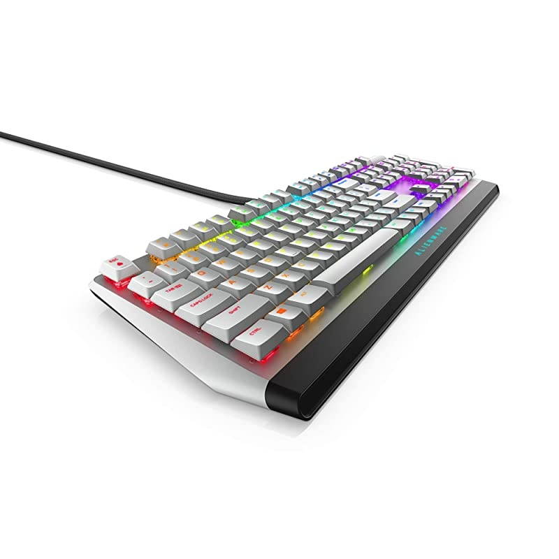 New  Low-Profile RGB Gaming Keyboard AW510K Light, Alienfx Per Key RGB Lighting, Media Controls and USB Passthrough, Cherry MX Low Profile Red Switches, Lunar Light