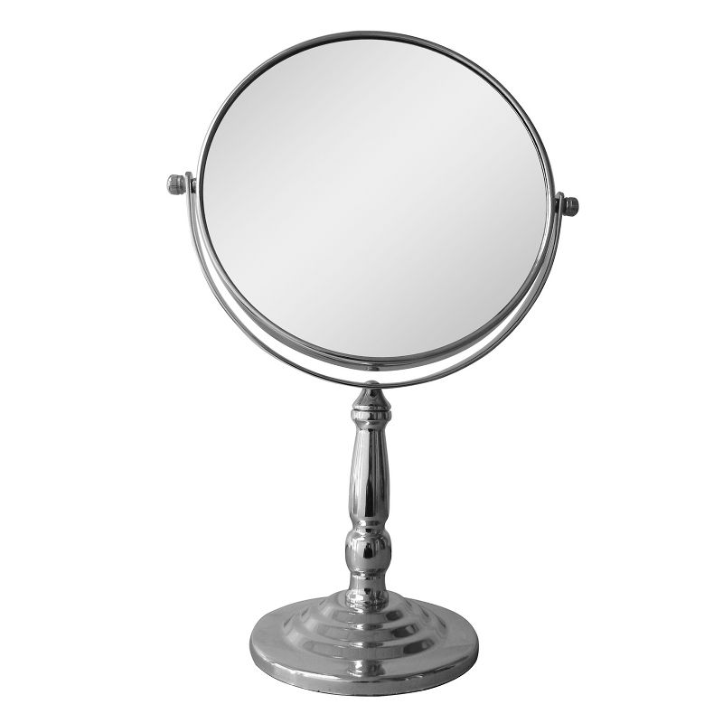 Freestanding Bath Magnifying Makeup Mirror Light Silver 14" - Elegant Home Fashions