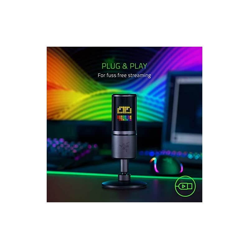 Seiren Emote Streaming Microphone: 8-bit Emoticon LED Display, Stream Reactive Emoticons, Hypercardioid Condenser Mic, Built-in Shock Mount, Height & Angle Adjustable Stand, Classic Black