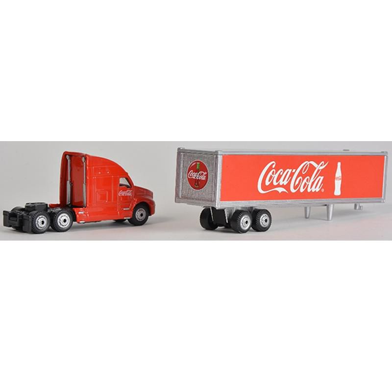 Classic Long Hauler Tractor Trailer "Coca-Cola" Red 1/87 (HO) Scale Diecast Model by Motorcity Classics