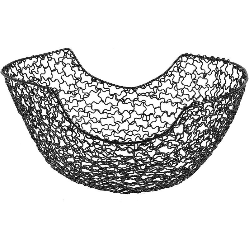 2-Pack Black Iron Wire Metal Fruit Baskets Storage Holder Kitchen Organizer for Fruit Snack Vegetables, 2 Sizes