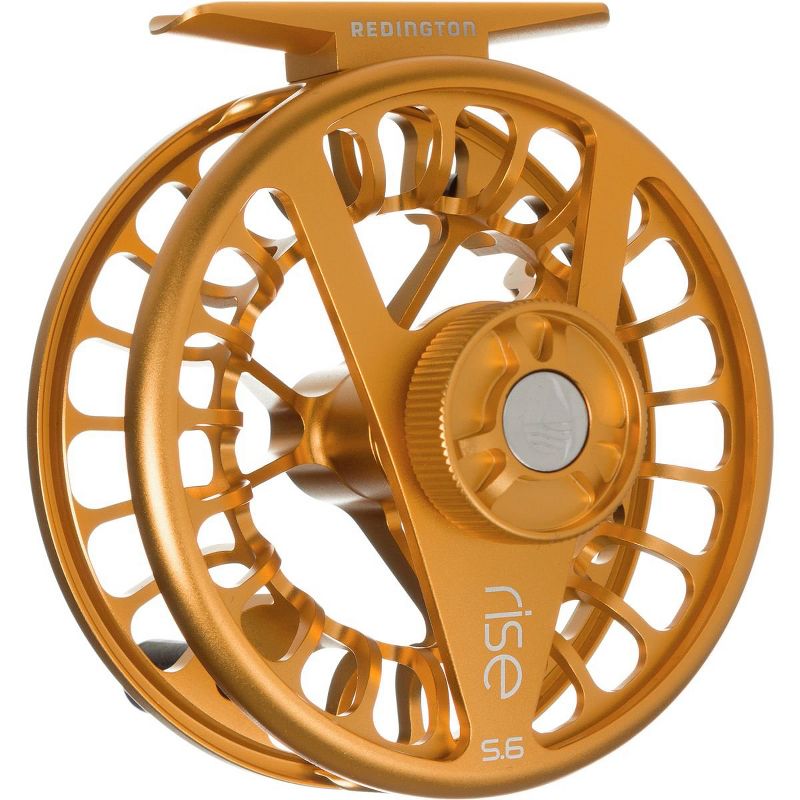 Redington Rise Mighty Powerful Solid Ambidextrous Angler 9/10 Fly Fishing Reel with Protective Nylon Carry Case, Amber