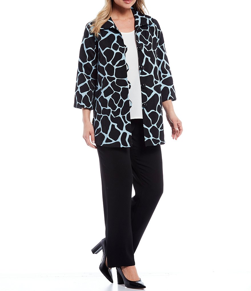 Caroline Rose 3/4 Sleeve Fresh Flirty Shimmer Jacquard Shirt Jacket