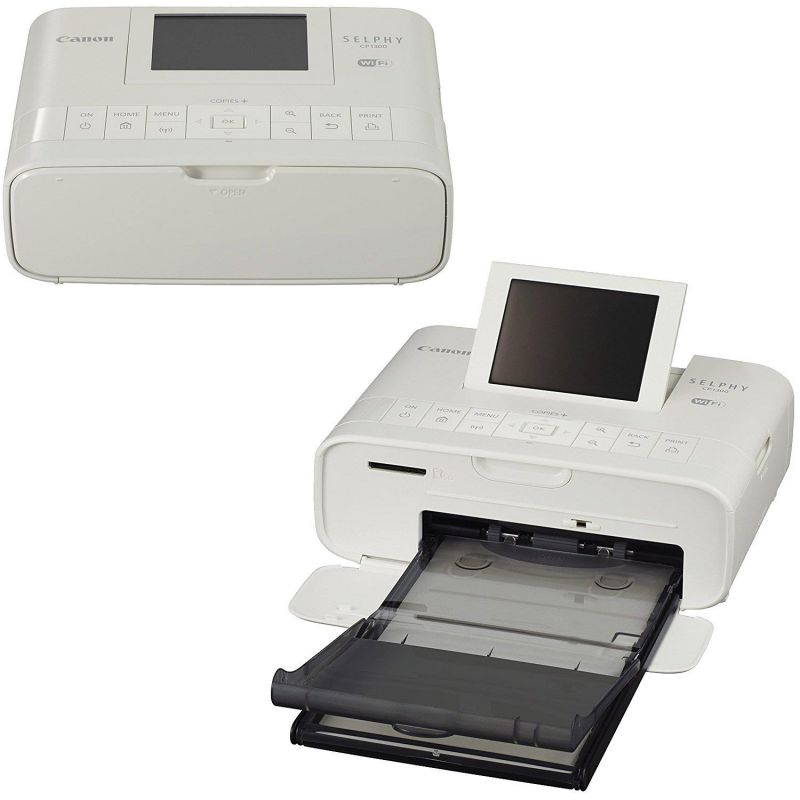 Canon SELPHY CP1300 Wireless Compact Photo Printer (White) + Canon KP-108IN Color Ink Paper Set (Produces up to 108 of 4 x 6 Prints) + USB Printer Cable + HeroFiber Ultra Gentle Cleaning Cloth