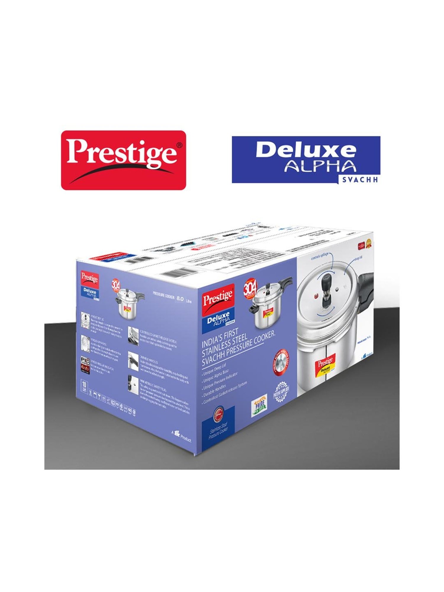 Pigeon Silver Stainless steel Pressure Cooker (10 L)