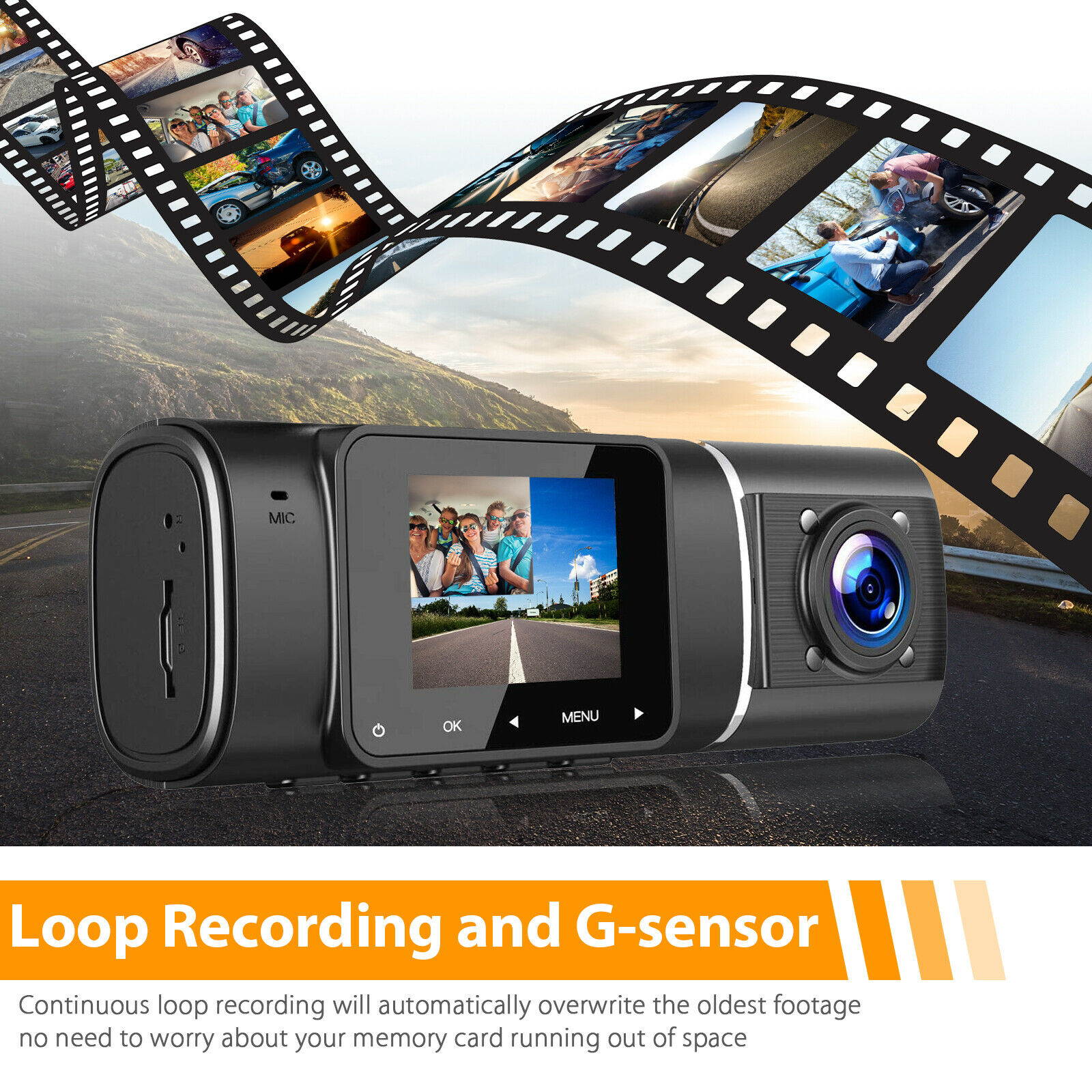 Dual Lens Front  Inside Camera HD Car DVR Dash Cam Video Recorder Night Vision