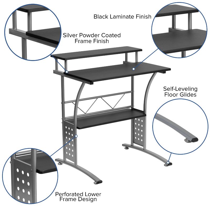 Flash Furniture Work From Home Kit - Black Computer Desk, Ergonomic Mesh Office Chair and Locking Mobile Filing Cabinet with Side Handles