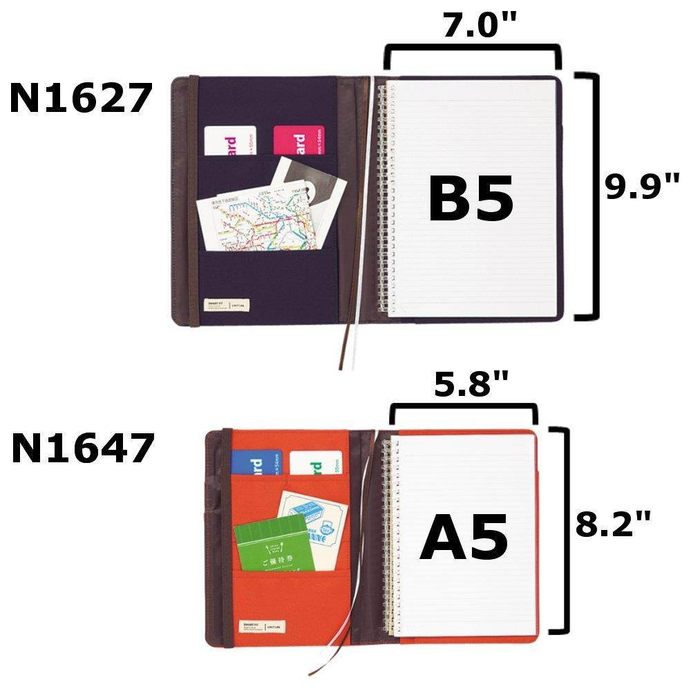 LIHIT LAB. Refillable Notebook with Cover, Journal Cover, Navy, B5, 9.9 x 7 x 1.5 inches (N1627-11)