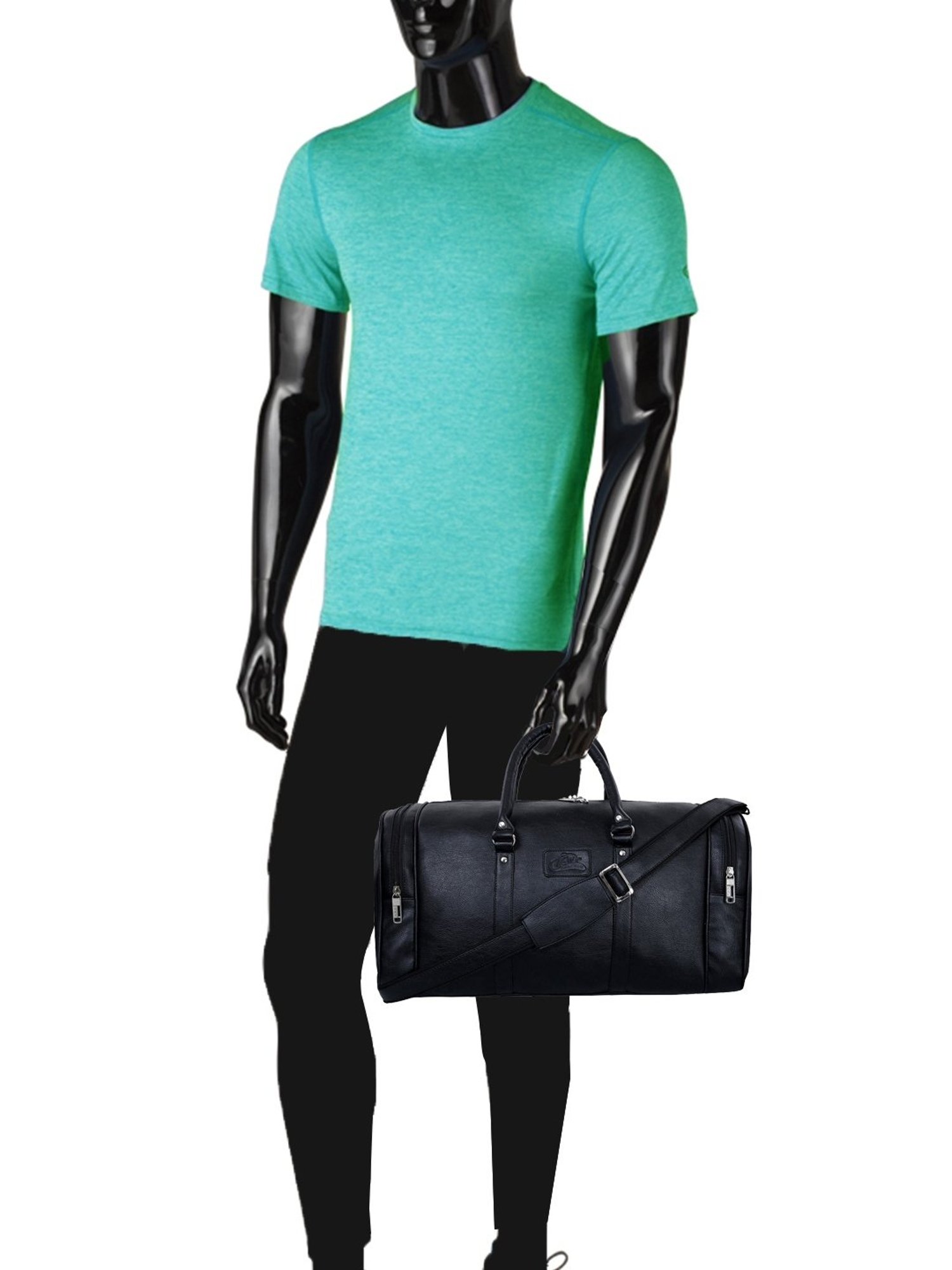 Leather World Black Medium Duffle Bag