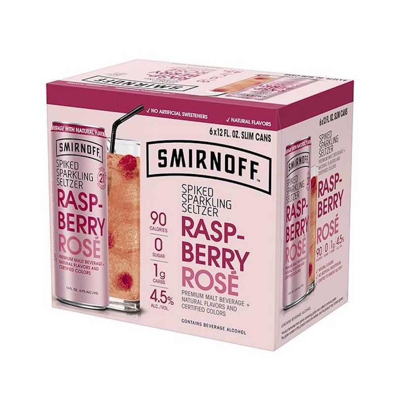 Smirnoff Raspberry Rosé Spiked Sparkling Seltzer - 6pk/12 fl oz Slim Cans