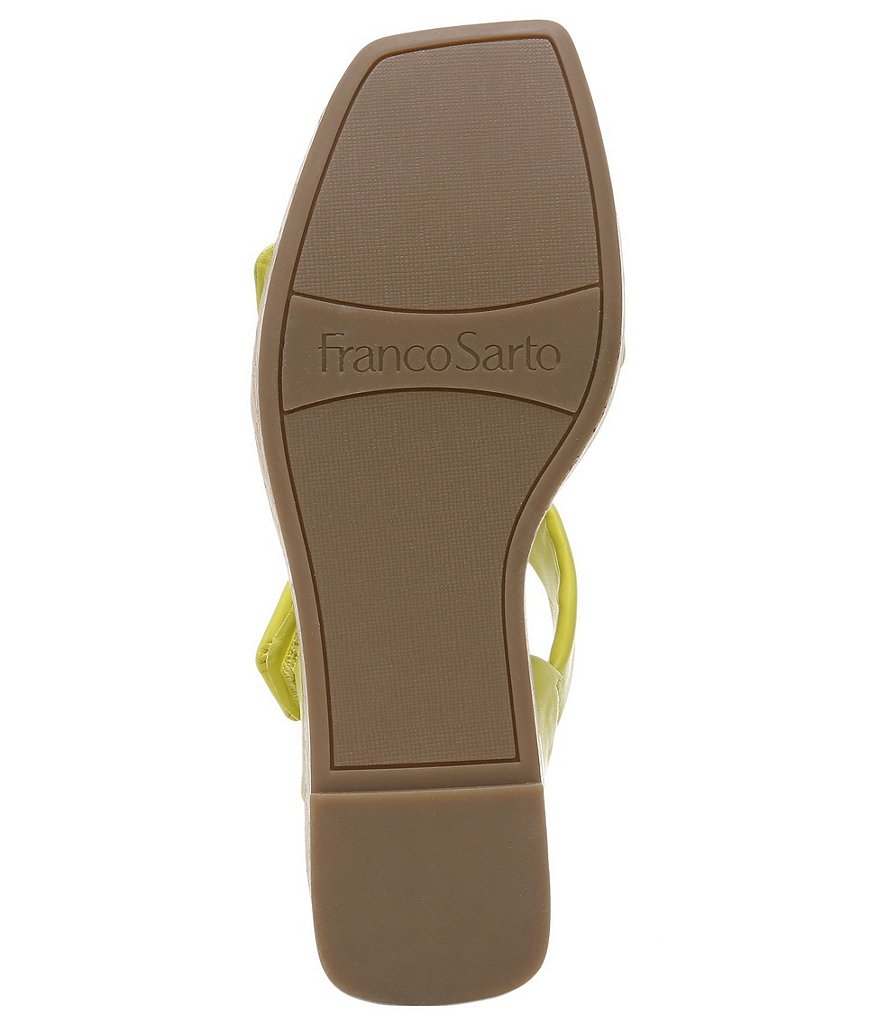 Franco Sarto Sweety Square Toe Leather Cork Platform Wedge Sandals