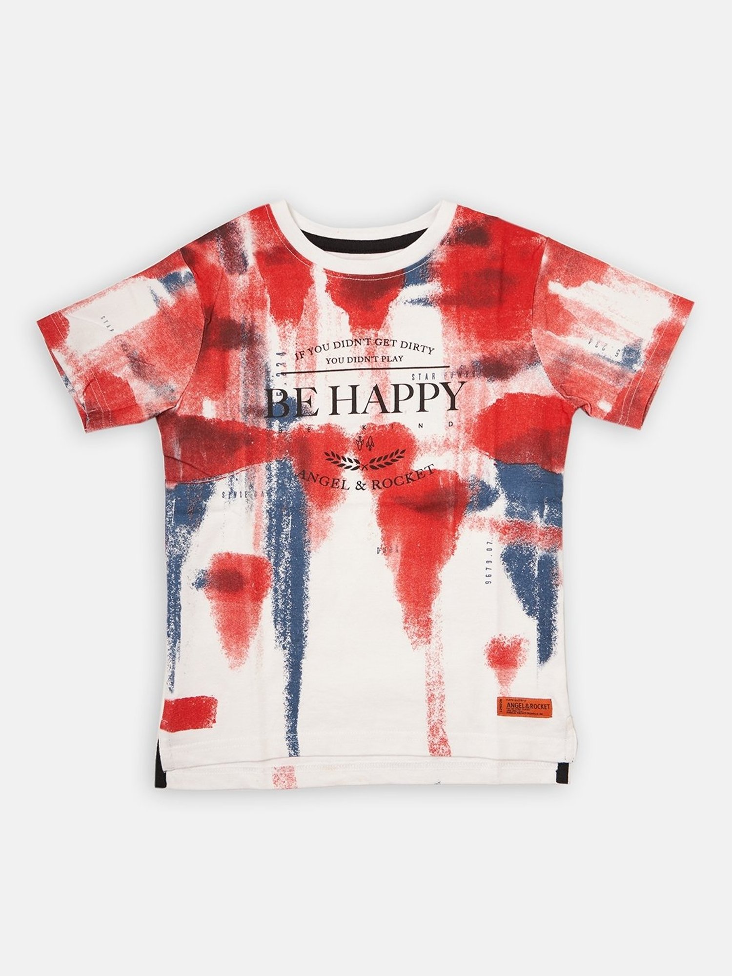 Angel & Rocket Kids White & Red Cotton Printed T-Shirt