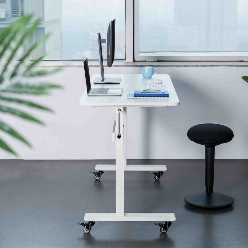 Tranzendesk Standing Desk - 55" Manual Height Adjustable Workstation - White - Stand Steady