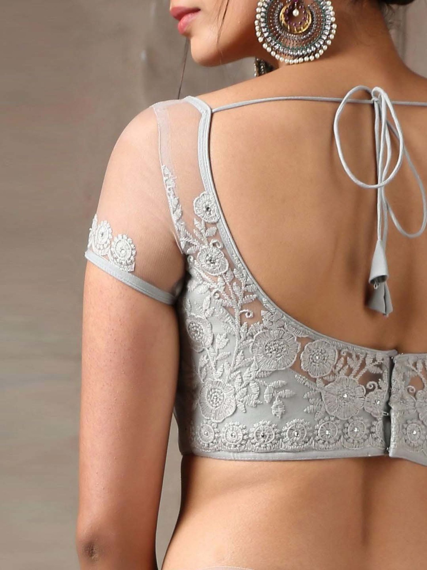 Swtantra Grey Embroidered Readymade Blouse