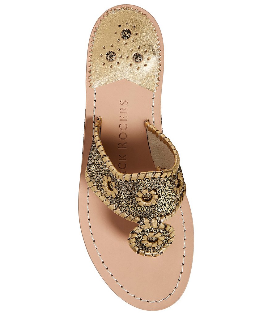 Jack Rogers Jacks Crackled Metallic Leather Thong Sandals