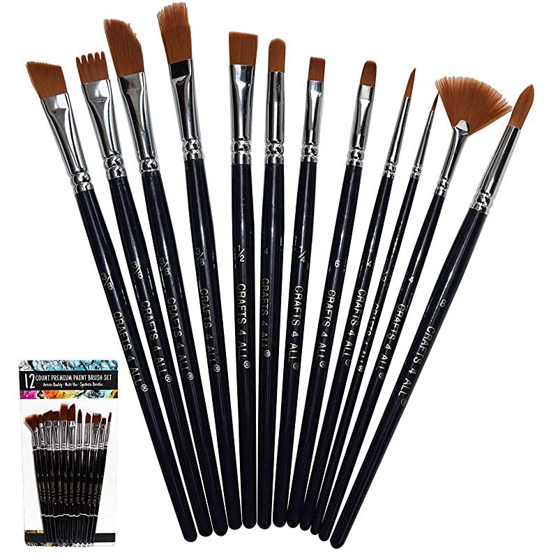Paint Brushes 12 Set Professional Paint Brush Round Pointed Tip Nylon Hair Artist Acrylic Brush for Acrylic Watercolor Oil Painting