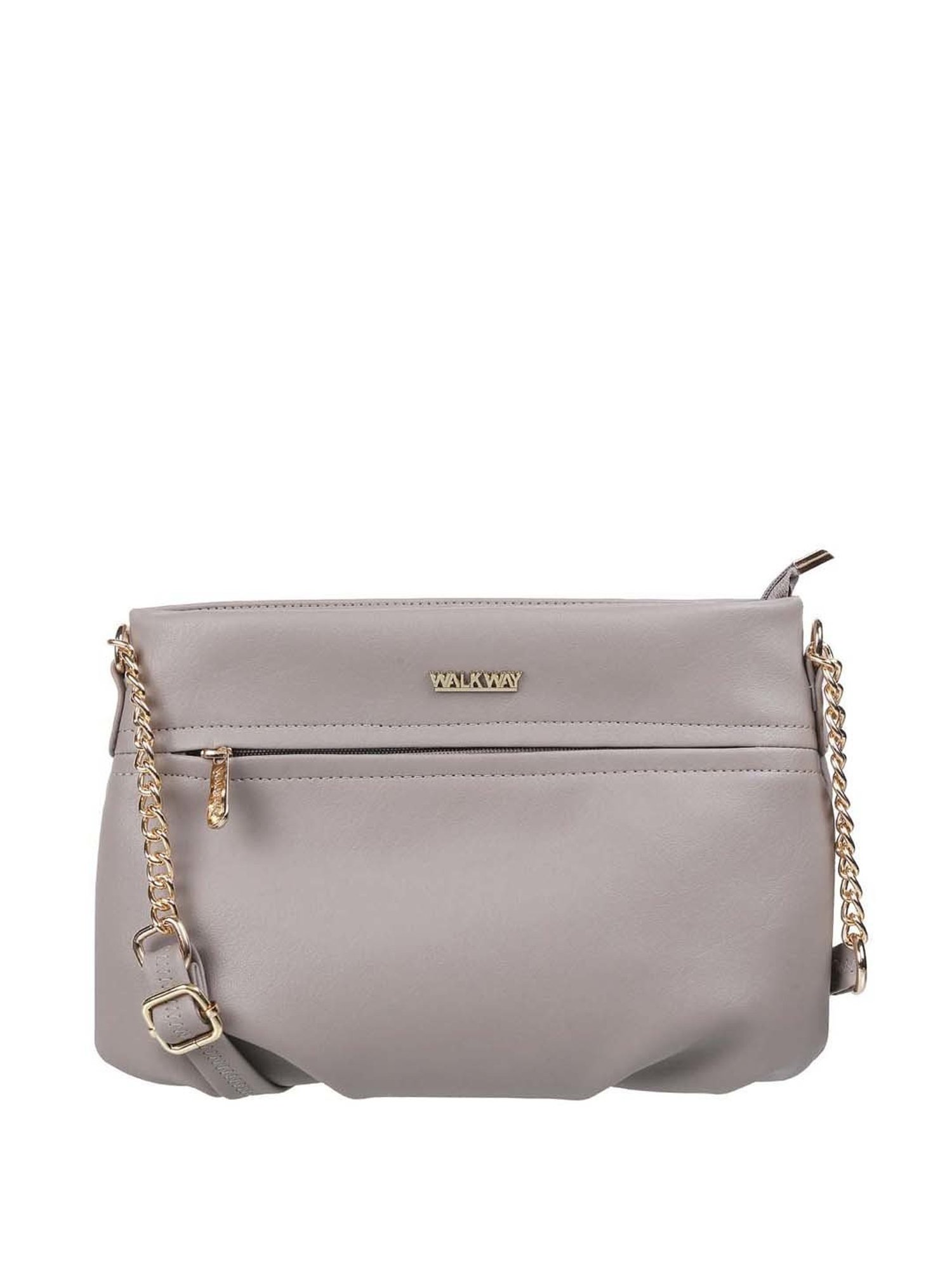 Walkway Beige Synthetic Solid Sling Handbag