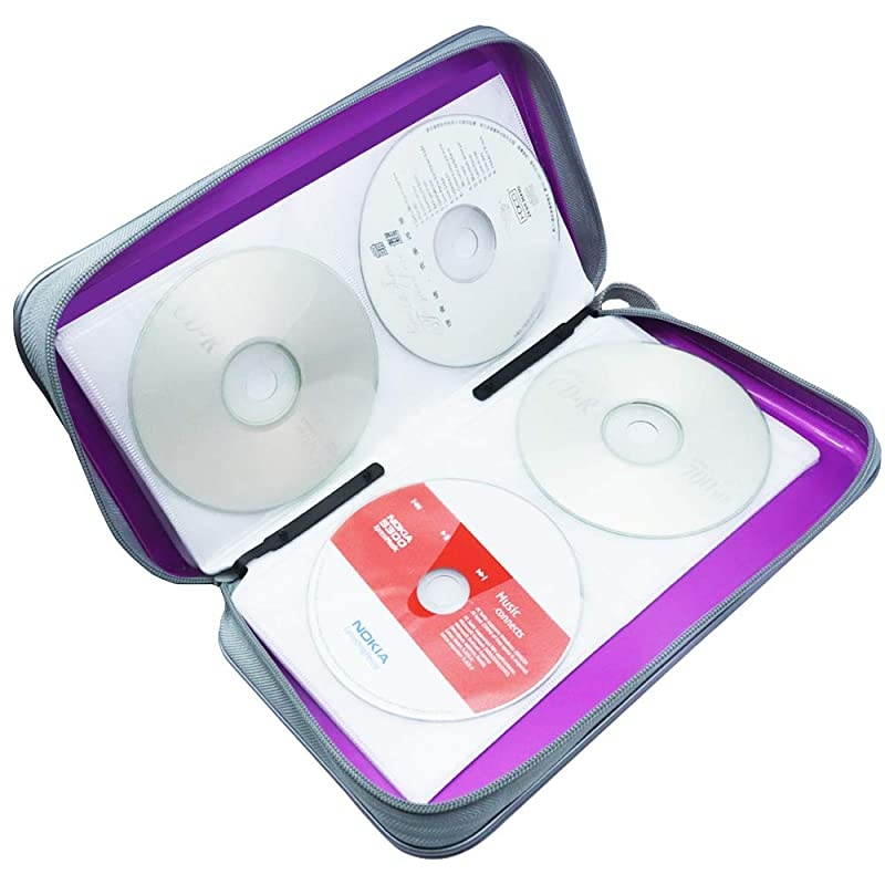CD Case 80 Capacity DVD Storage DVD Case Holder VCD Wallet Organizer Protective Hard Plastic Portable Case Cover Purple