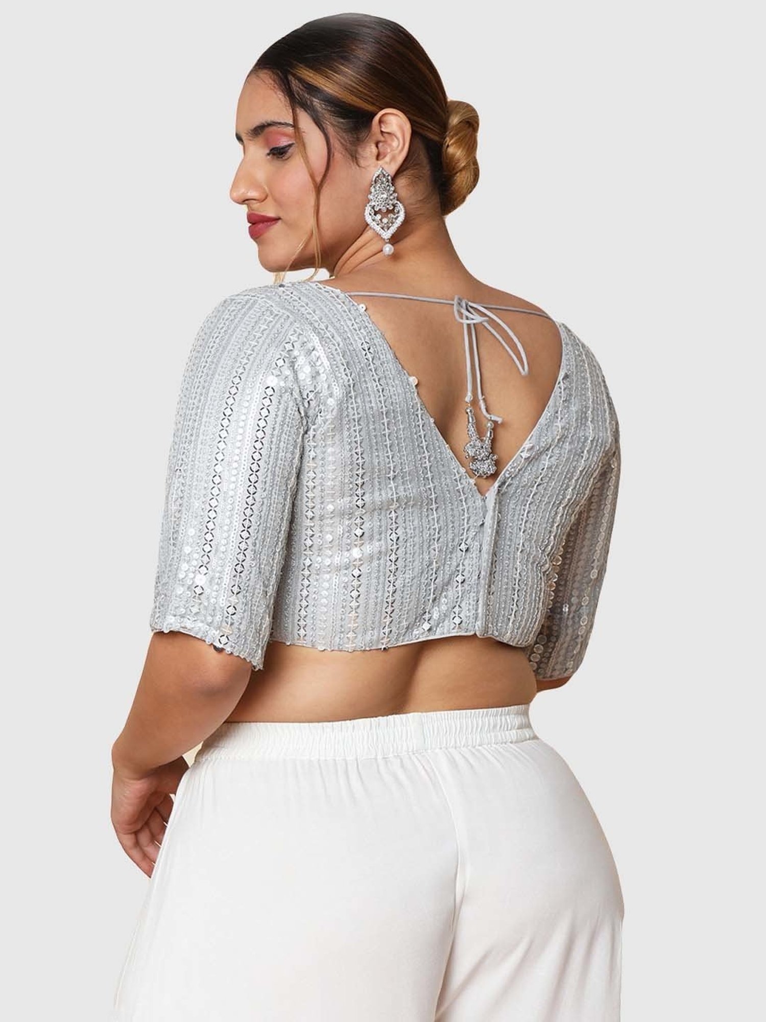 Salwar Studio Silver Embellished Blouse