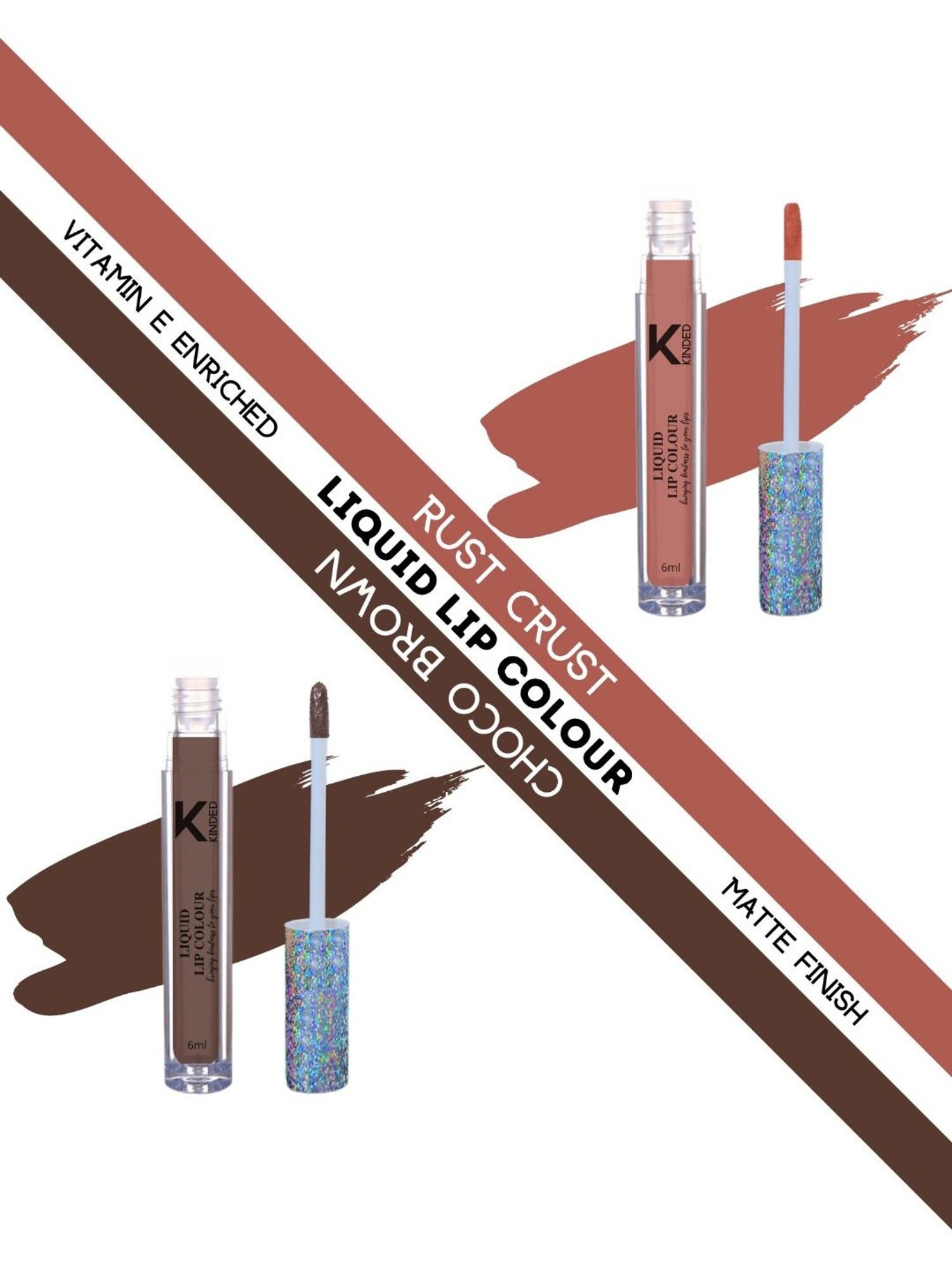 KINDED Liquid Lip Colour 05 Rust Crust & 07 Choco Brown Combo