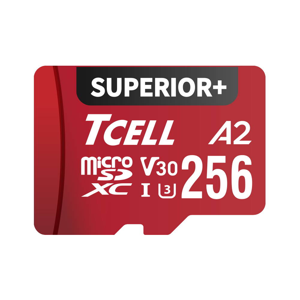 TCELL SUPERIOR+ 256GB microSDXC A2 USH-I U3 V30 Read 100MB/s Write 85MB/s Full HD & 4K UHD Memory Card With Adapter