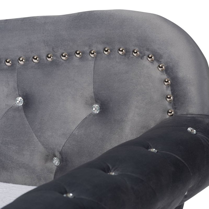 Twin Abbie Velvet Crystal Tufted Daybed with Trundle Gray - Baxton Studio