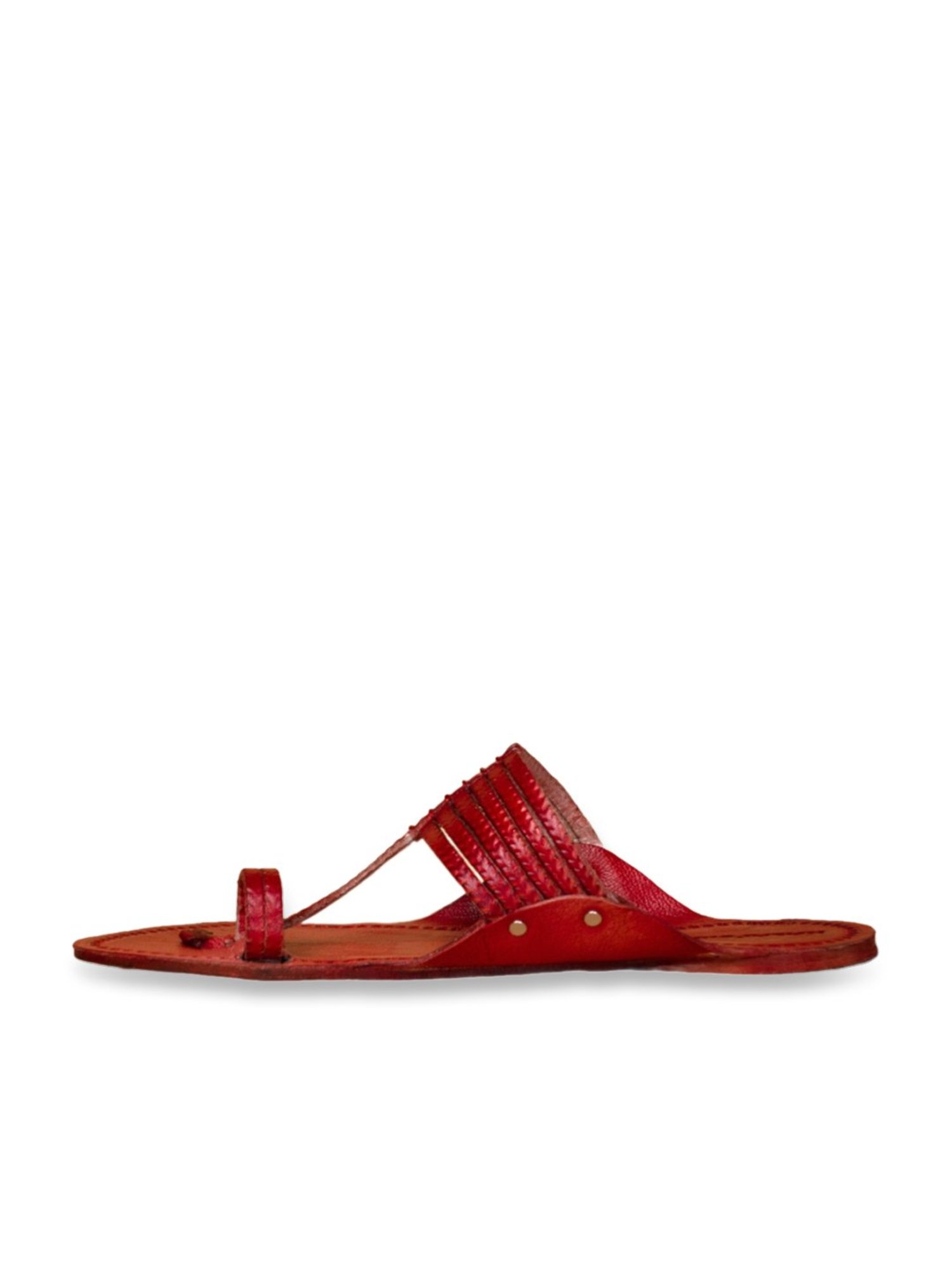 Kalapuri Men's Red Kolhapuri Sandals