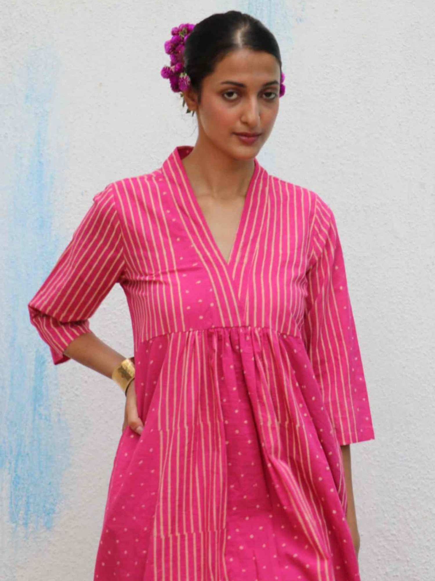 Chidiyaa Flower Girl Mrinali Blockprinted Cotton Kurta Set