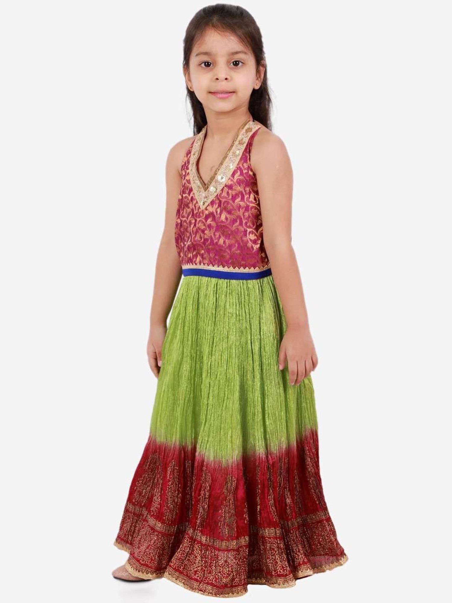TWISHA Kids Red & Green Embellished Top Set