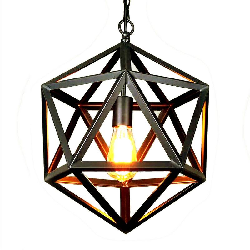 24" x 21" 13" Diamond Cage 1 Light Lamp Brown - Warehouse of Tiffany