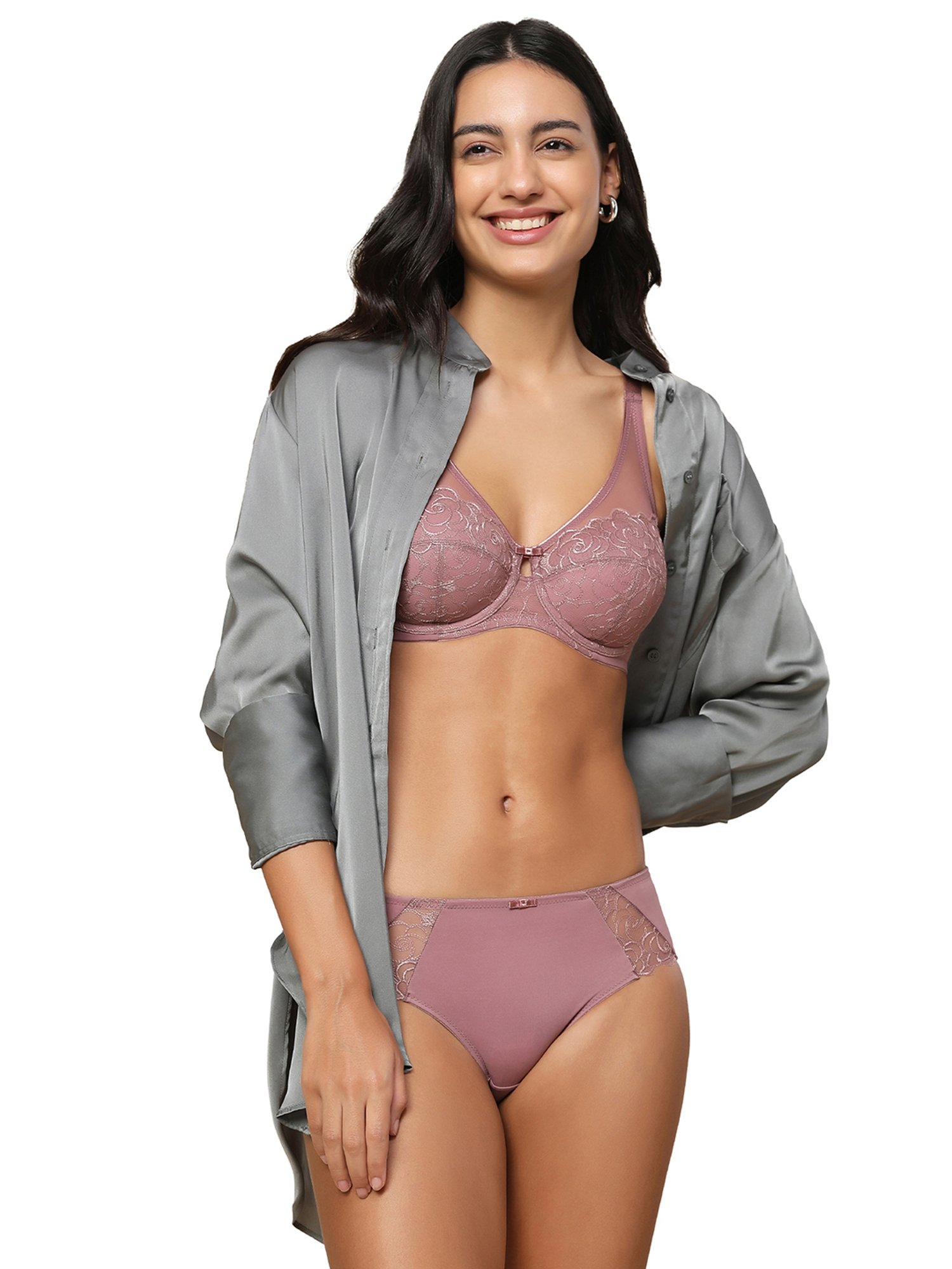 Triumph Onion Pink Embroidered Hipster Panty