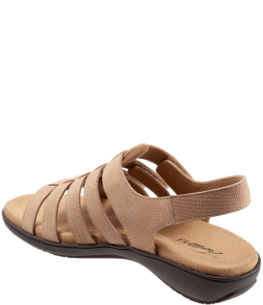 Trotters Tiki Lizard Textured Nubuck Hook and Loop Leather Sandals