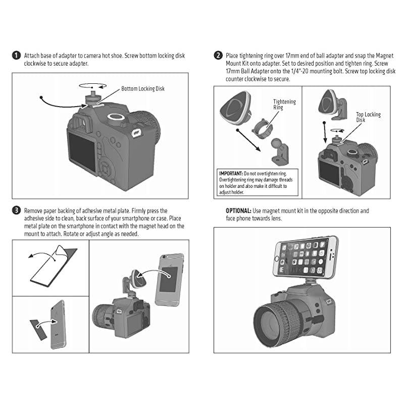 Camera Hot Shoe Magnetic Phone Mount for iPhone X 8 7 6S Plus 8 7 6S Galaxy Note 8 5 Retail Black
